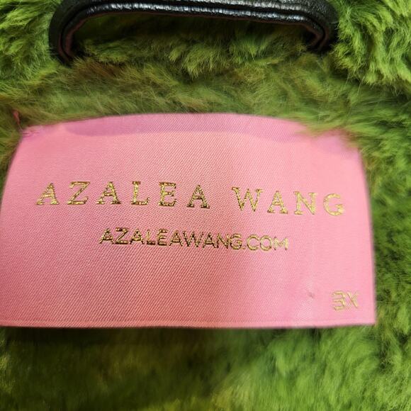 Azalea Wang Jacket Womens 3X Black Green GRINCHY-X Faux Leather Fur Trim Zip - Picture 3 of 9